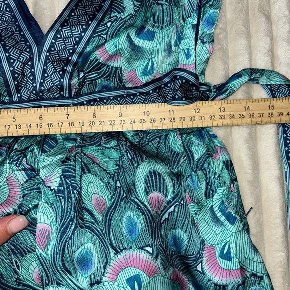 H&M Blue Sleeveless V-Neck Mini Dress peacock - Picture 7 of 7